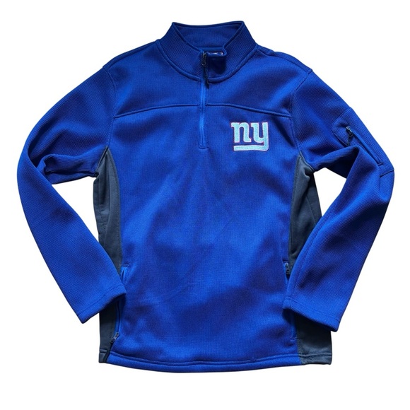 New York Giants Quarter Zip Pullover Mens Size Medium NFL Team Apparel Blue Gray - Picture 1 of 6